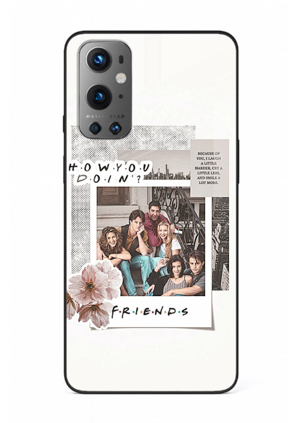 Sitcom collage artwork printed on premium tempered glass OnePlus 9 back cover