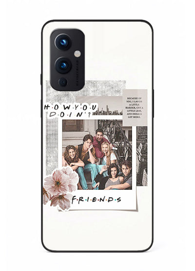 Sitcom collage artwork printed on premium tempered glass OnePlus 9 Pro back cover
