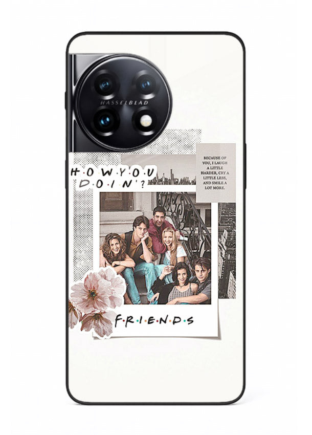Sitcom collage artwork printed on premium tempered glass OnePlus 11R back cover