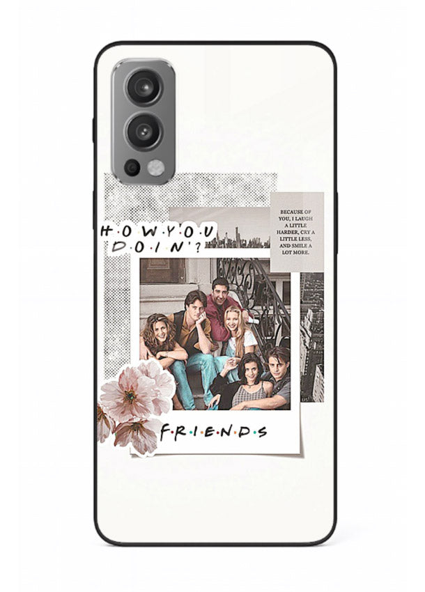 Sitcom collage artwork printed on premium tempered glass OnePlus Nord 2 back cover