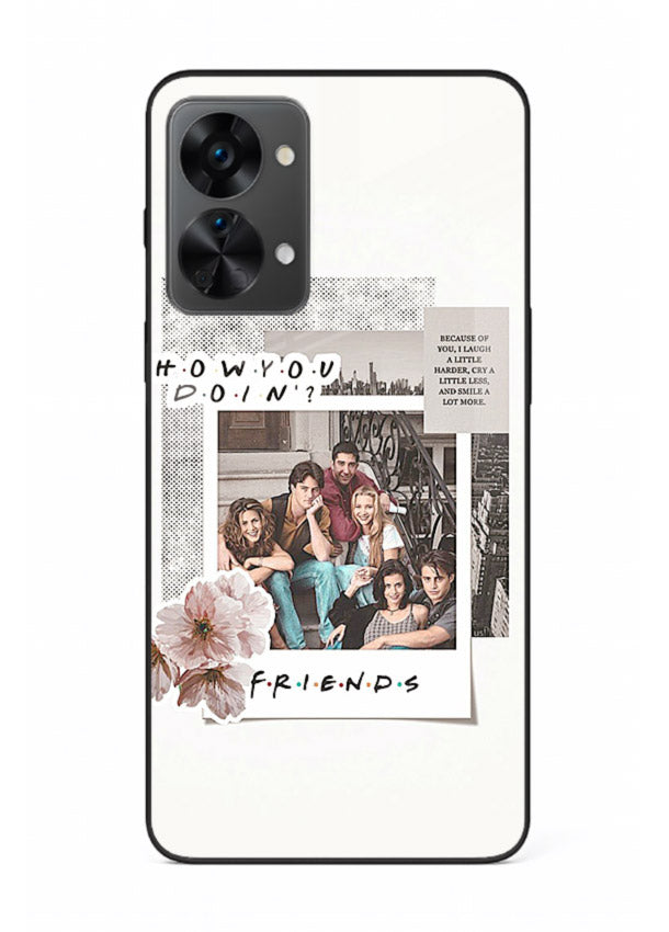 Sitcom collage artwork printed on premium tempered glass OnePlus Nord 2T back cover