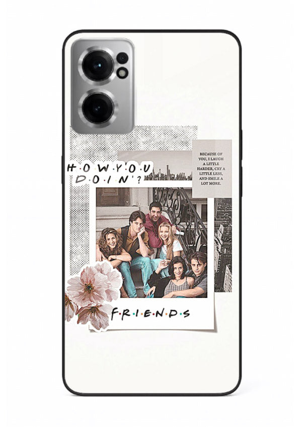 Sitcom collage artwork printed on premium tempered glass OnePlus Nord CE2 5G back cover