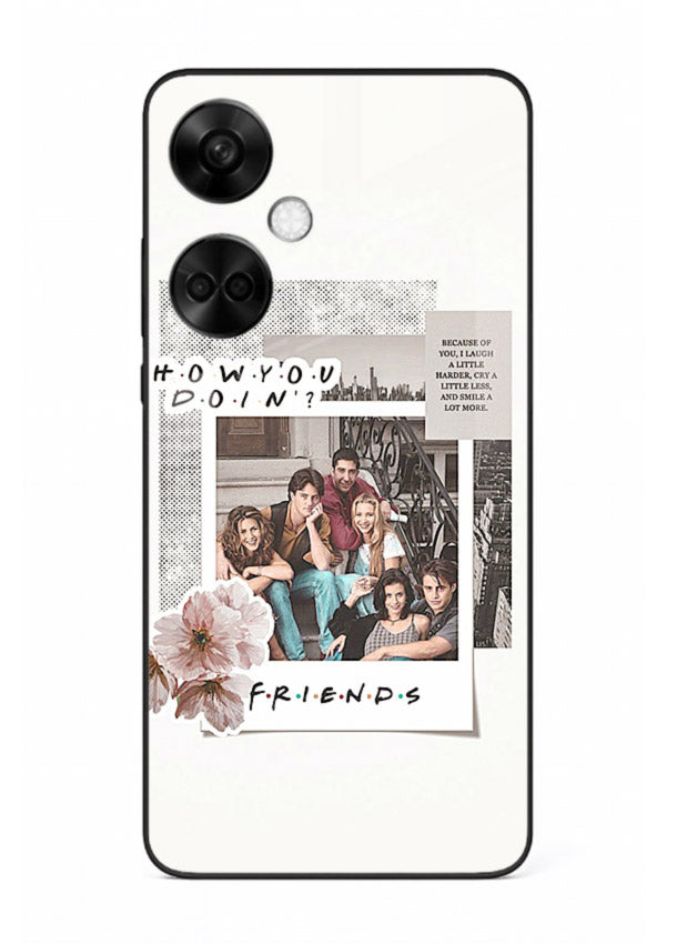 Sitcom collage artwork printed on premium tempered glass OnePlus Nord CE3 back cover