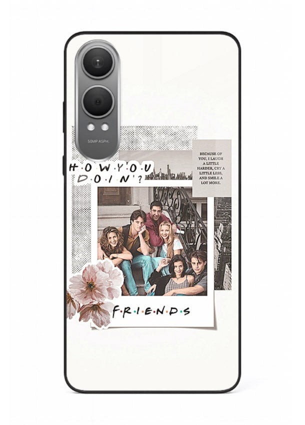 Sitcom collage artwork printed on premium tempered glass OnePlus Nord CE4 Lite back cover