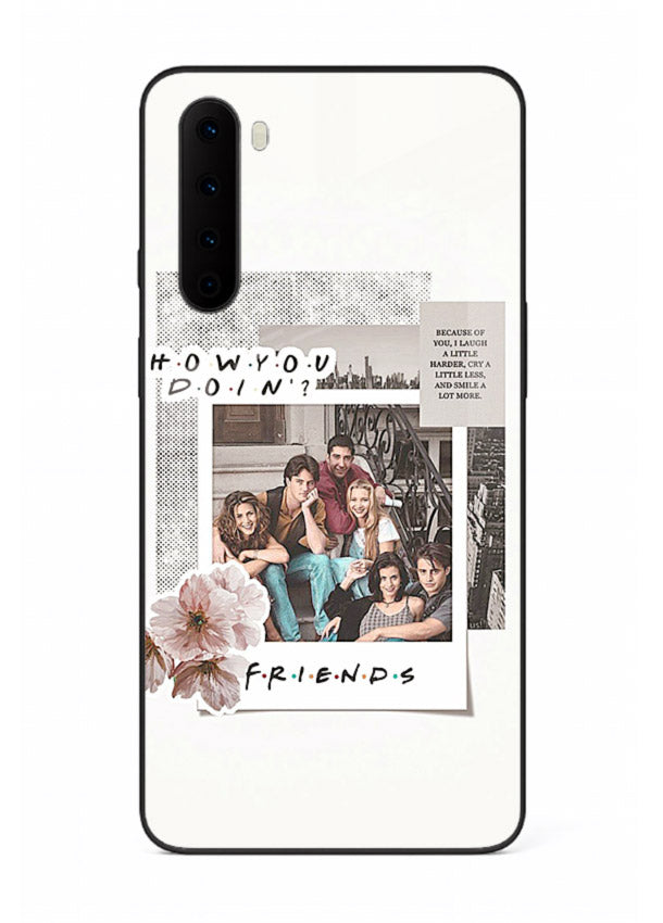 Sitcom collage artwork printed on premium tempered glass OnePlus Nord back cover