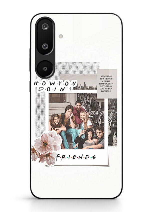 Sitcom collage artwork printed on premium tempered glass Samsung M16 5G back cover