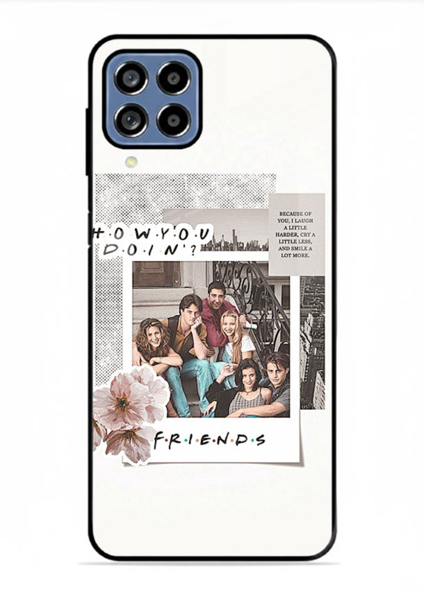 Sitcom collage artwork printed on premium tempered glass Samsung F12 5G back cover