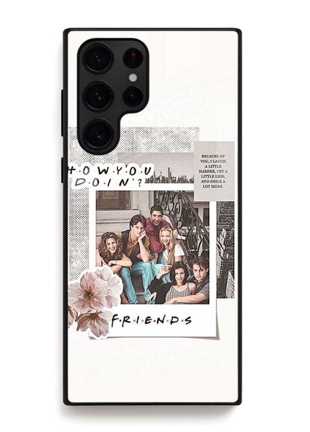 Sitcom collage artwork printed on premium tempered glass Samsung S22 Ultra back cover