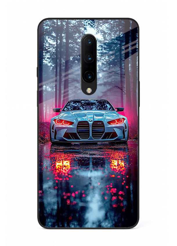 Racing drift car design on premium tempered glass OnePlus 7T Pro back cover