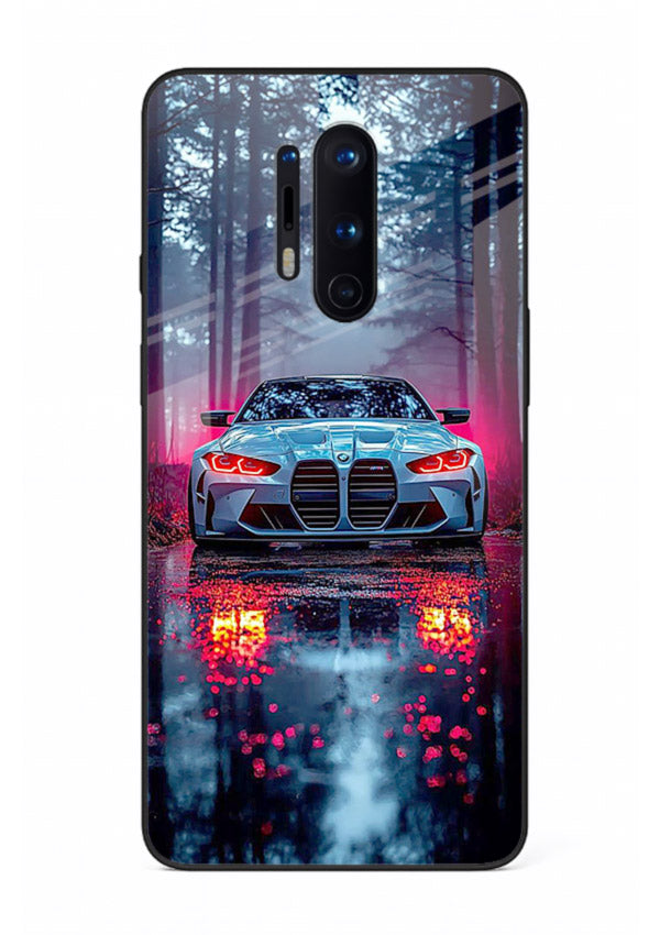 Racing drift car design on premium tempered glass OnePlus 8 Pro back cover