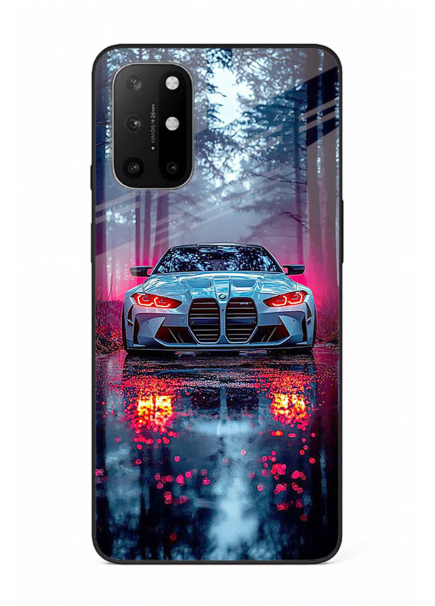Racing drift car design on premium tempered glass OnePlus 8T back cover