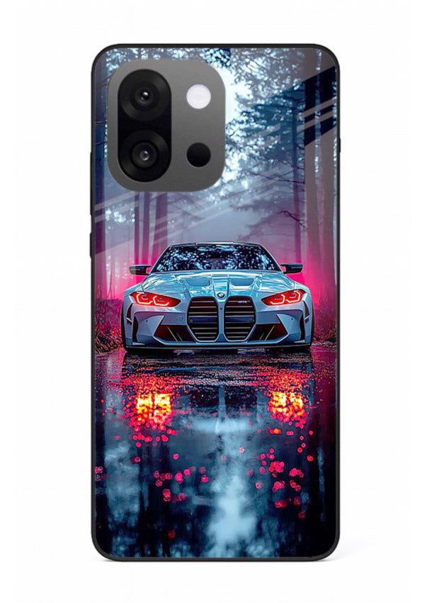 Racing drift car design on premium tempered glass OnePlus 13s back cover