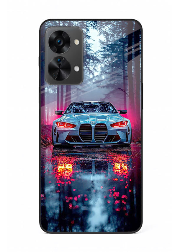 Racing drift car design on premium tempered glass OnePlus Nord 2T back cover