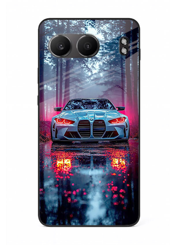 Racing drift car design on premium tempered glass OnePlus Nord 4 back cover
