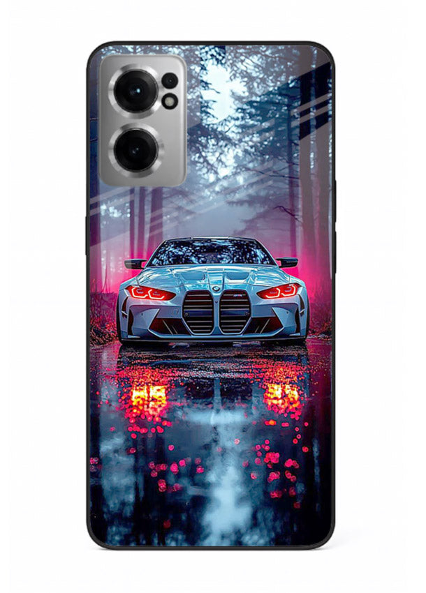 Racing drift car design on premium tempered glass OnePlus Nord CE2 5G back cover