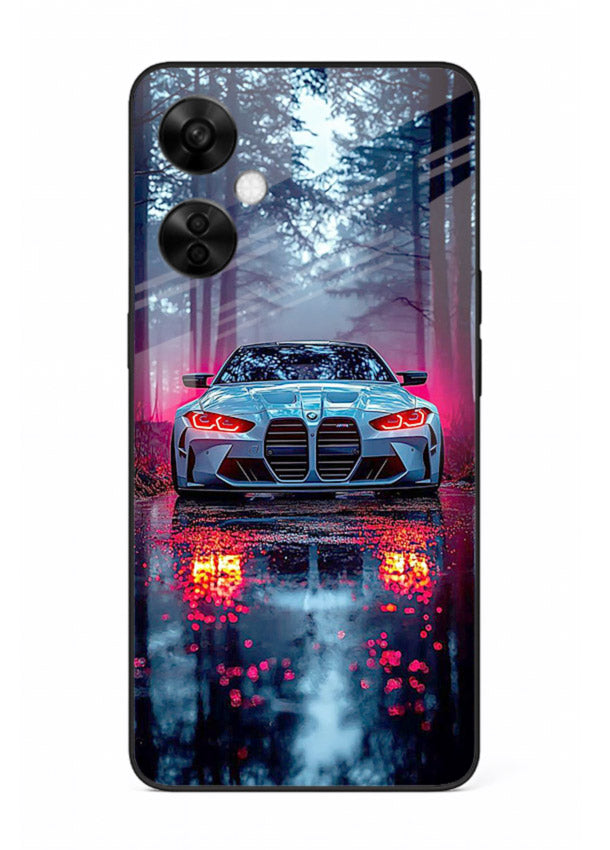 Racing drift car design on premium tempered glass OnePlus Nord CE3 Lite back cover