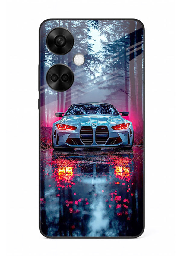 Racing drift car design on premium tempered glass OnePlus Nord CE3 back cover