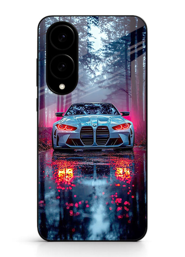 Racing drift car design on premium tempered glass Samsung S25 Edge back cover
