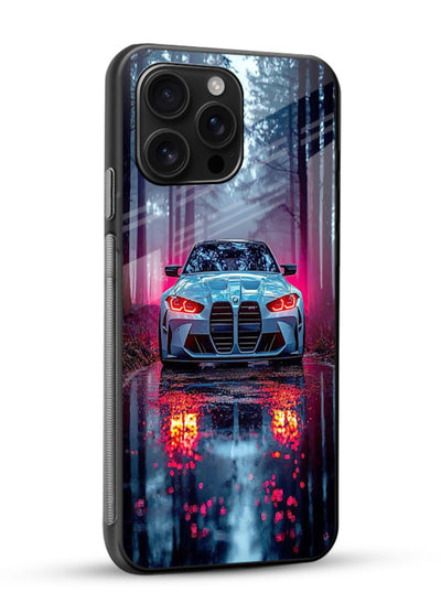 Racing drift car design on premium tempered glass phone back cover - 2