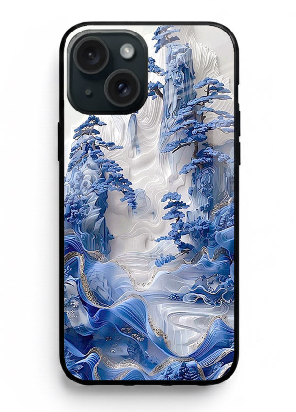 Icy Glacier Falls frozen glacier artwork iphone 15 glass back cover