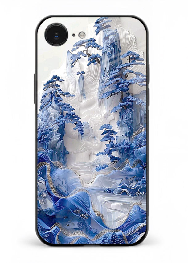 Icy Glacier Falls frozen glacier artwork iphone 16e glass back cover