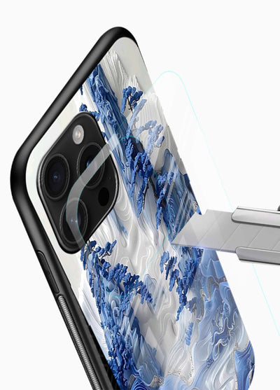 Icy Glacier Falls frozen glacier artwork glossy vibrant premium glass back cover - Angle Blade