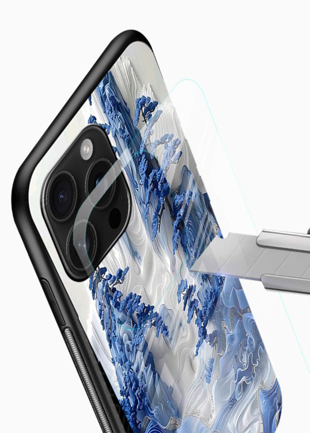 Icy Glacier Falls frozen glacier artwork glossy vibrant premium glass back cover - Angle Blade