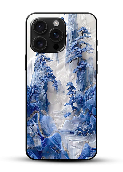 Icy Glacier Falls frozen glacier artwork glossy vibrant premium glass back cover - Angle Front