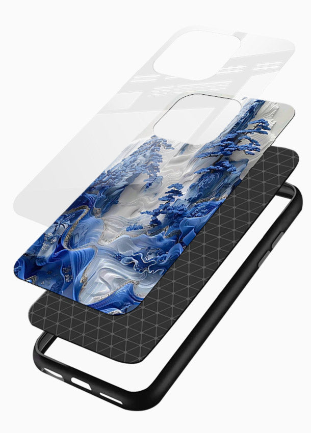 Icy Glacier Falls frozen glacier artwork glossy vibrant premium glass back cover - Angle Layers