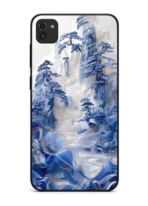Icy Glacier Falls frozen glacier artwork Samsung A03 glass back cover