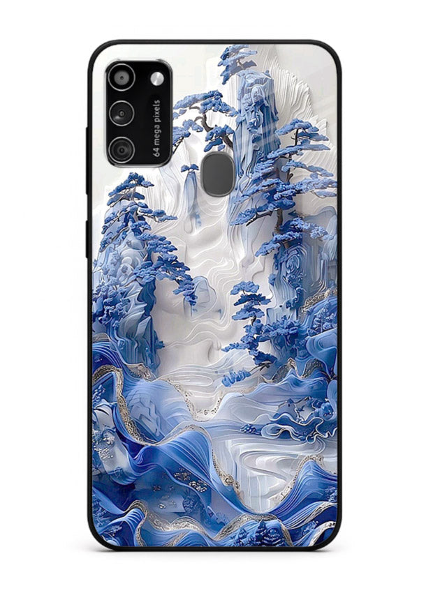 Icy Glacier Falls frozen glacier artwork Samsung M21 glass back cover