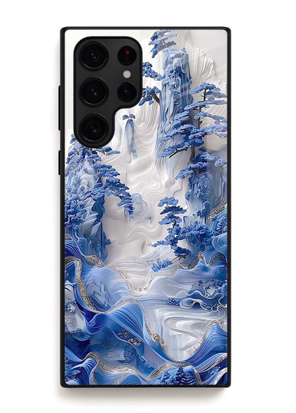 Icy Glacier Falls frozen glacier artwork Samsung S25 Ultra glass back cover