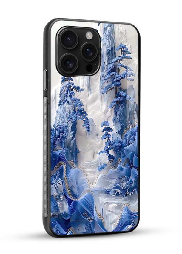 Icy Glacier Falls frozen glacier artwork glossy vibrant premium glass back cover - Angle Side