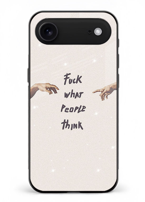 Bold handwritten quote printed on iphone 18 air glass back cover with clean minimal styling.