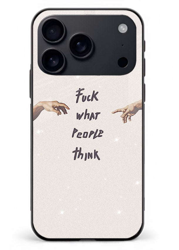 Bold handwritten quote printed on iphone 18 pro max glass back cover with clean minimal styling.
