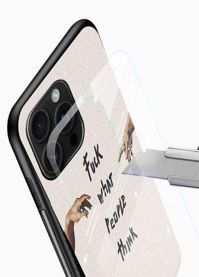 Bold handwritten quote printed on glossy vibrant premium glass back cover with clean minimal styling. - Angle Blade