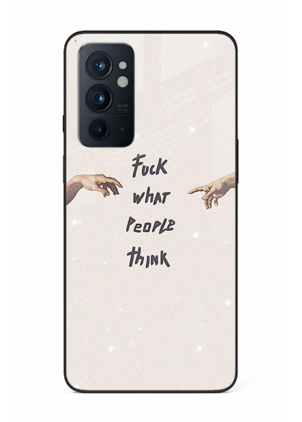 Bold handwritten quote printed on OnePlus 9RT glass back cover with clean minimal styling.