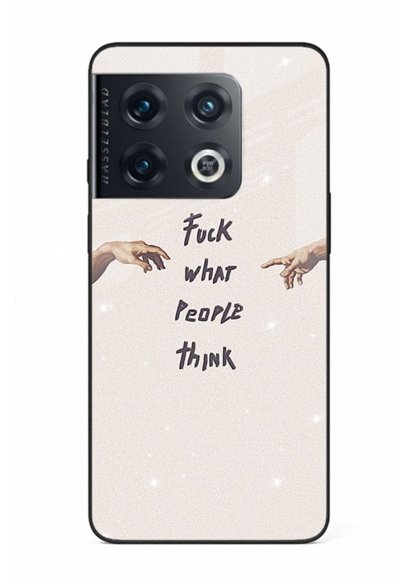 Bold handwritten quote printed on OnePlus 10 Pro glass back cover with clean minimal styling.
