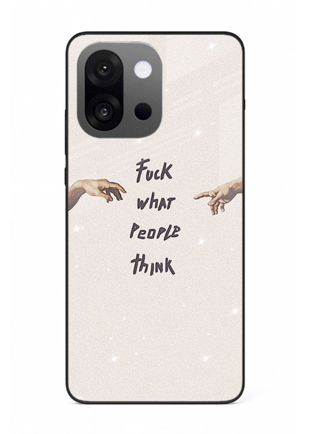 Bold handwritten quote printed on OnePlus 13s glass back cover with clean minimal styling.