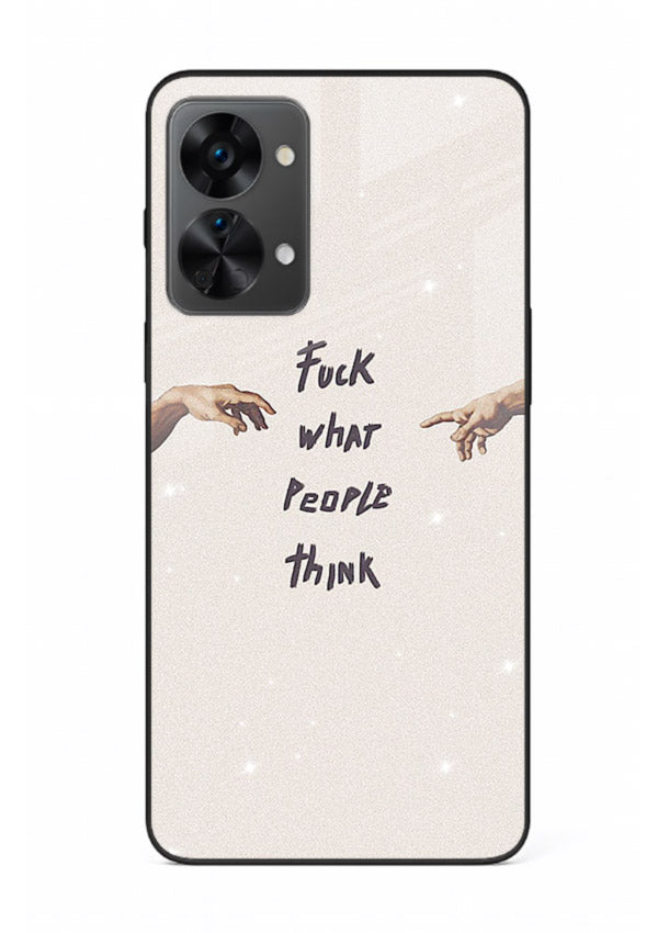 Bold handwritten quote printed on OnePlus Nord 2T glass back cover with clean minimal styling.