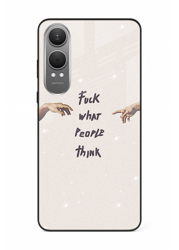 Bold handwritten quote printed on OnePlus Nord CE4 Lite glass back cover with clean minimal styling.