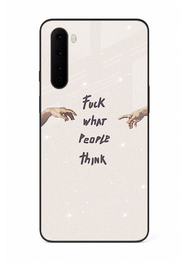 Bold handwritten quote printed on OnePlus Nord glass back cover with clean minimal styling.