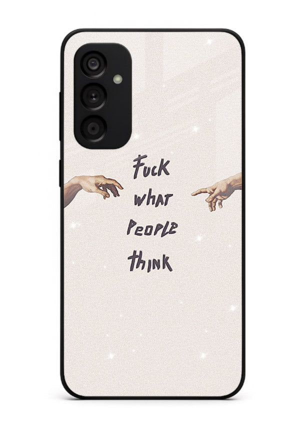 Bold handwritten quote printed on Samsung M13 4G glass back cover with clean minimal styling.