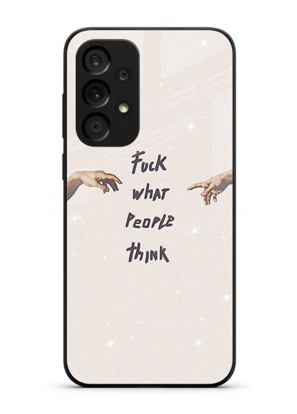 Bold handwritten quote printed on Samsung A53 5G glass back cover with clean minimal styling.