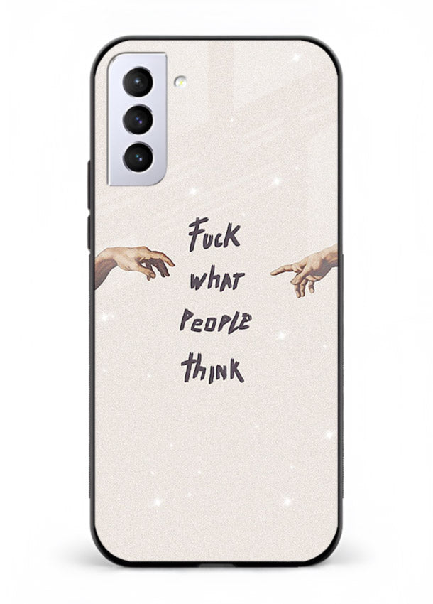 Bold handwritten quote printed on Samsung S21 Plus glass back cover with clean minimal styling.
