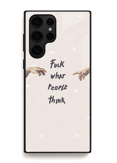 Bold handwritten quote printed on Samsung S24 Ultra glass back cover with clean minimal styling.