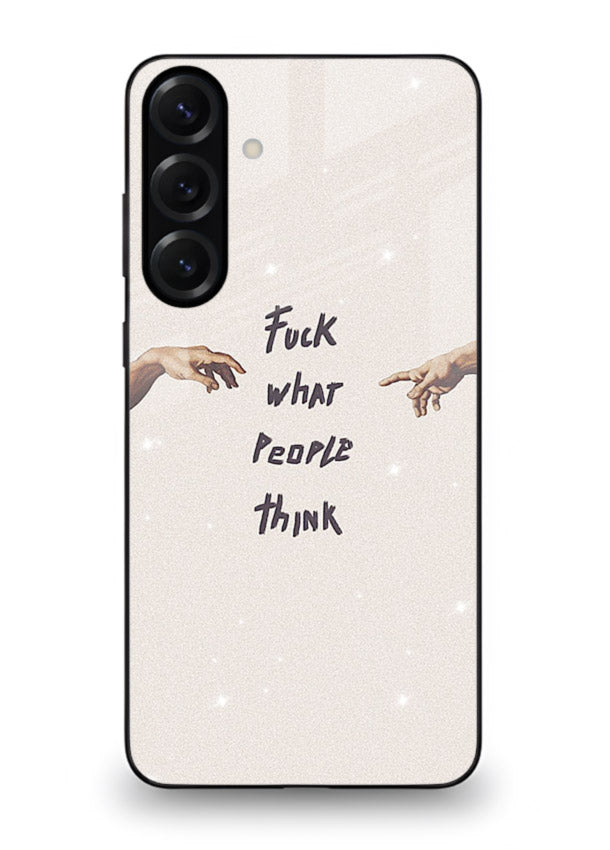 Bold handwritten quote printed on Samsung M55 5G glass back cover with clean minimal styling.