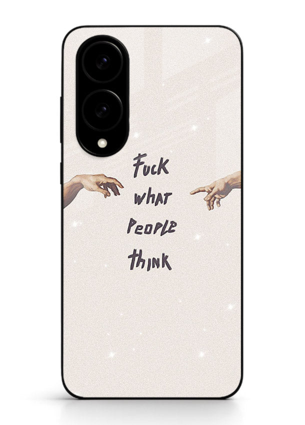 Bold handwritten quote printed on Samsung S25 Edge glass back cover with clean minimal styling.
