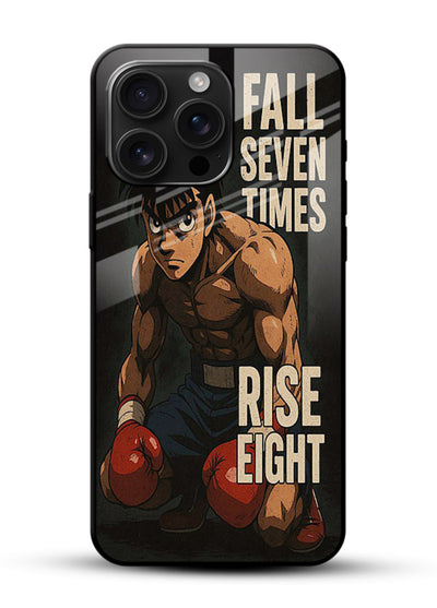 ippo punch boxing anime art glossy vibrant premium glass cover fighting pose strong case - Angle Front