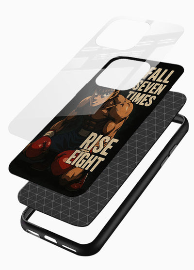 ippo punch boxing anime art glossy vibrant premium glass cover fighting pose strong case - Angle Layers